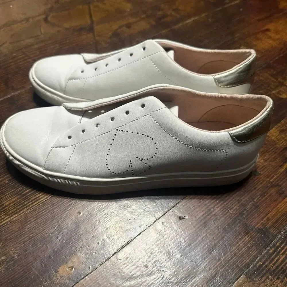 Kate Spade perforated spade gold detail luxe lace up size 8 sneakers